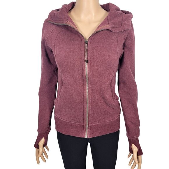 Lululemon Women's Scuba Full Zip Hoodie Fleece in a Maroon Size 4 - LW4AWNS - Picture 1 of 12